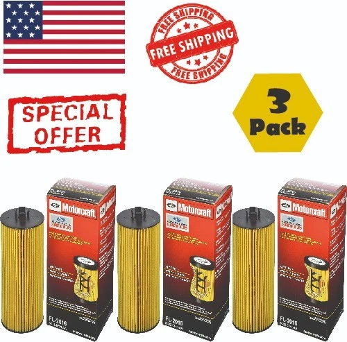 3Pack Motorcraft Oil Filter for Ford F250 SD 6.0L 6.4L PowerStroke Diesel FL2016 - Imagem 1 de 4