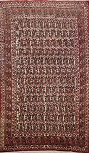Vegetable Dye Paisley Ivory Wool Hand-knotted Living Room Area Rug 7x11 Carpet - Picture 1 of 13