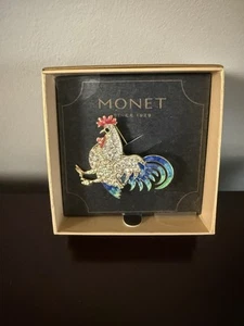 Monet Brosche goldfarben Strass Hahn - Neu im Karton - Bild 1 von 3