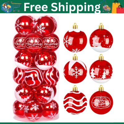 "24 Piezas Adornos de Bola de Navidad Rojo y Blanco de 2.3"", Plástico Irrompible Navidad" Foto 1 de 4