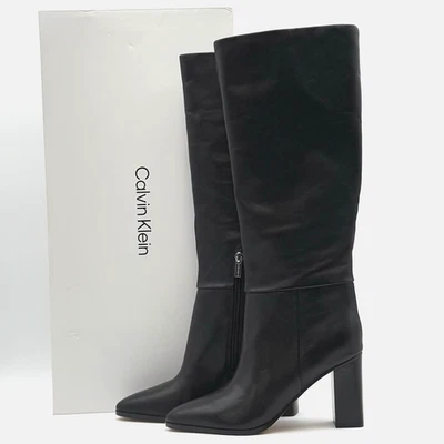 Botas altas hasta la rodilla de cuero Calvin Klein Dawna para mujer talla 7 M negras NUEVAS Foto 1 de 4