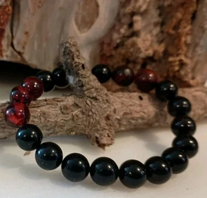 7,5" 10 MM SCHÖNES UNISEX KIRSCHROT ECHTER BALTISCHER BERNSTEIN STRETCH ARMBAND - Bild 1 von 5