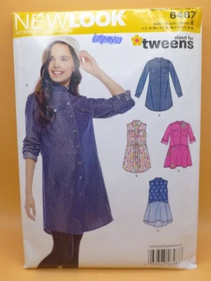 UNCUT NEWLOOK 6487 TWEEN GIRLS' 8-16 YRS-4 SHIRT DRESSES-TOPS SEWING PATTERN - Image 1 of 2