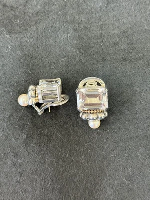 Lagos Caviar Sterling & 18k Yellow Gold Clear Quartz & Pearl Omega Back Earrings - Image 1 of 3