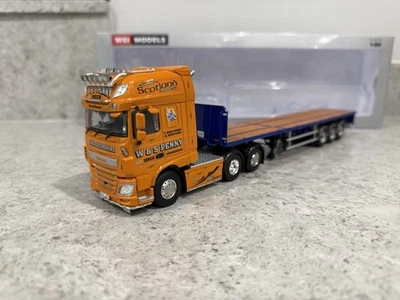 WSI - DAF XF 6x2 w/Flatbed Trailer - W&S Penny - 02-2236 - 1:50 - Mint/New - Image 1 of 4