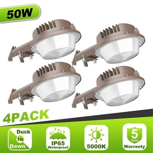 4 Pack 50W Outdoor Dusk to Dawn LED Wall Light 100-277V 5000K Outdoor Barn Light - Picture 1 of 15
