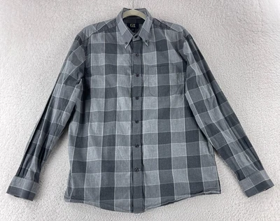 Cutter & Buck Button-Up Shirt Mens Medium Gray Check Long Sleeve Casual Cotton - Image 1 of 4