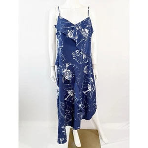 Banana Republic Blue Floral Asymmetrical Slip Dress Size 14 Sleeveless NEW - Picture 1 of 10