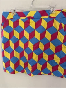 Royal And Awesome Golf Skort Skirt Pink Blue Block Womens 14 Side Zip Colorful - Picture 1 of 5