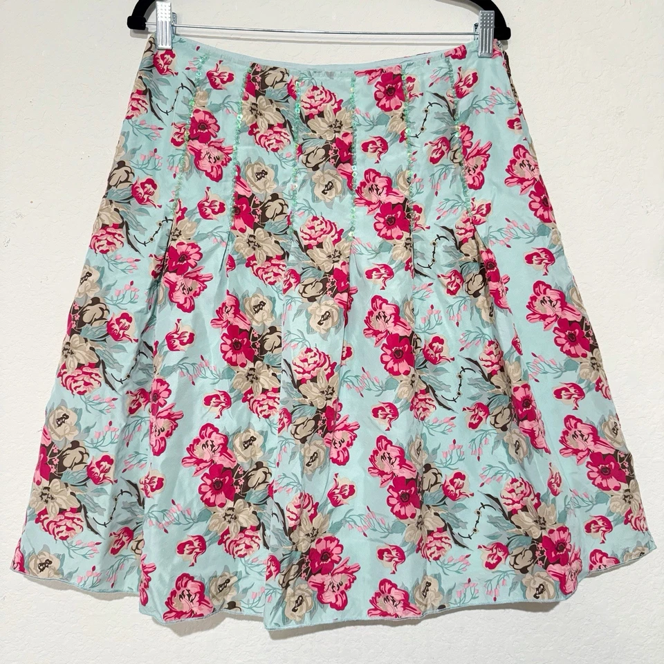 Falda 100% Seda Con Cuentas Talla 10 Multi Floral Y2K Hada Caprichosa Fiesta Mac & Jac Foto 1 de 4