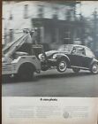 1971 Vintage Volkwagen Beetle Print Ad, Rare Sight, Being Towed