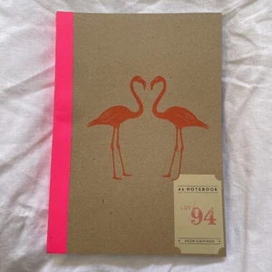 Neon Flamingo Notebook Unused Craft Brown Pink Notebook - Picture 1 of 4