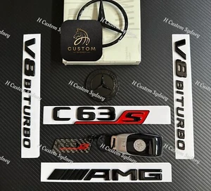 C63S Gloss Black Badges Emblems Package For Mercedes W205 C63S Exclusive Pack - Picture 1 of 9