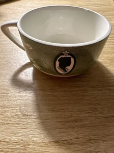 Vintage Colonial Homestead Royal Green Flat Cup Tea Coffee God Bless our Home - Picture 1 of 10