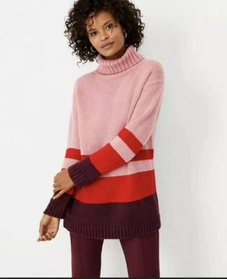 Ann Taylor Women's Sweater Turtleneck Pink Sz M Wool Pullover Cowl Neck 289 - Image 1 of 4