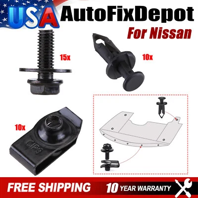 Pernos de carrocería y clips de tuerca en U para Nissan - Protector protector contra salpicaduras bajo cubierta del motor M6 Foto 1 de 4