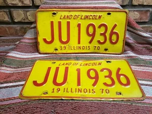 Oldtimer 1970 Illinois Nummernschilder guter Zustand Top Preis JU1936 - Bild 1 von 4