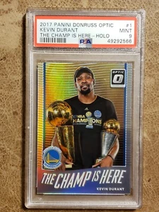 Donruss Optic The Champ is Here 2017 Holo Silver Prizm Kevin Durant PSA 9 como nuevo - Imagen 1 de 2