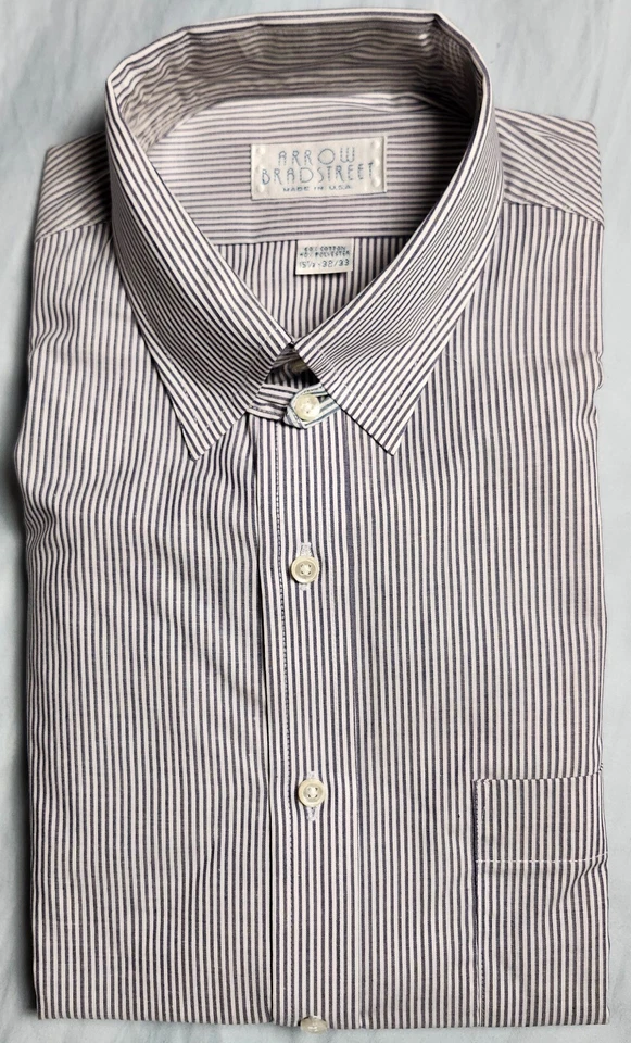 Camisa de vestir Arrow BradStreet para hombre azul claro a rayas talla 15,5 32-33 hecha en EE. UU. Foto 1 de 4
