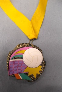full color youth Volleyball medal yellow neck drape trophy award 2 1/2" dia - Picture 1 of 1