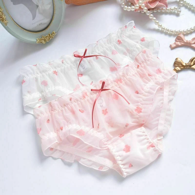 2 PIEZAS Bragas Kawaii Niñas Transparentes Bragas Volantes Bragas Calzoncillos Foto 1 de 4