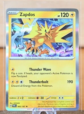 Pokémon TCG: Zapdos - 065/167 - Holo Rare - Twilight Masquerade - NM - Image 1 of 2