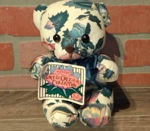 Vtg Drummers West Floral Fabric Plush Bear "The New Orleans Collection" 1980's - Picture 1 of 12