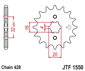Piñón delantero 1550-14 para Yamaha WR 125 - Imagen 1 de 2