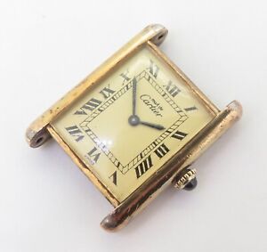 Vintage Cartier Tank Manual Wind G/P Sterling Silver Watch - 23.5mm $1 N/R