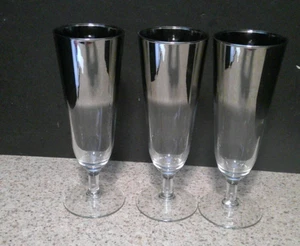 3 Dorothy Thorpe Silver Fade Bier Pils Glas Set Champagner Cocktail Stiel 8 1/4" - Bild 1 von 6