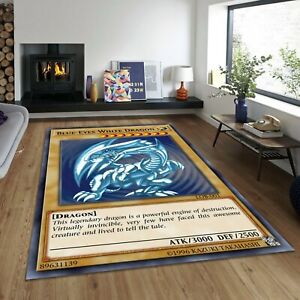 Blue-Eyes White Dragon Rug, Yu Gi Oh Cards, Kids Rug, Boy room Rug 