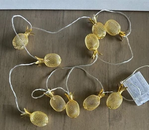 Pineapple Gold Metal Mesh String Lights 10 LED Light 9.3 ft long - Picture 1 of 3