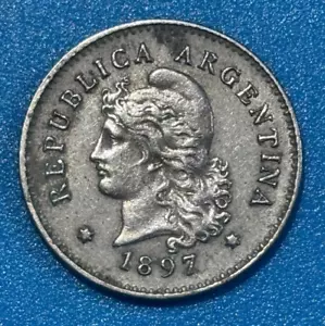 1897 Argentina 10 Centavos Coin - Picture 1 of 2