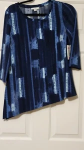 HALSTON ASYMMETRICAL HEM SHADES OF BLUE TUNIC NWT SMALL - Picture 1 of 5