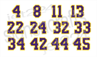 Pro Basketball Numbers STICKER DECAL, NBA team, purple/gold - Image 1 of 4