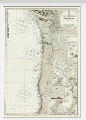 VINTAGE ADMIRALTY  CHART. No.2531. VANCOUVER ISLAND, C. MENDOCINO. 1943 EDITION - Image 1 of 4