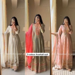 Gown Anarkali Dress Bollywood Pakistani Indian Wedding Suit shalwar kameez party - Picture 1 of 16