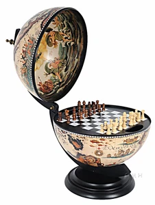 White Globe with Chess Holder- 13" - Picture 1 of 1