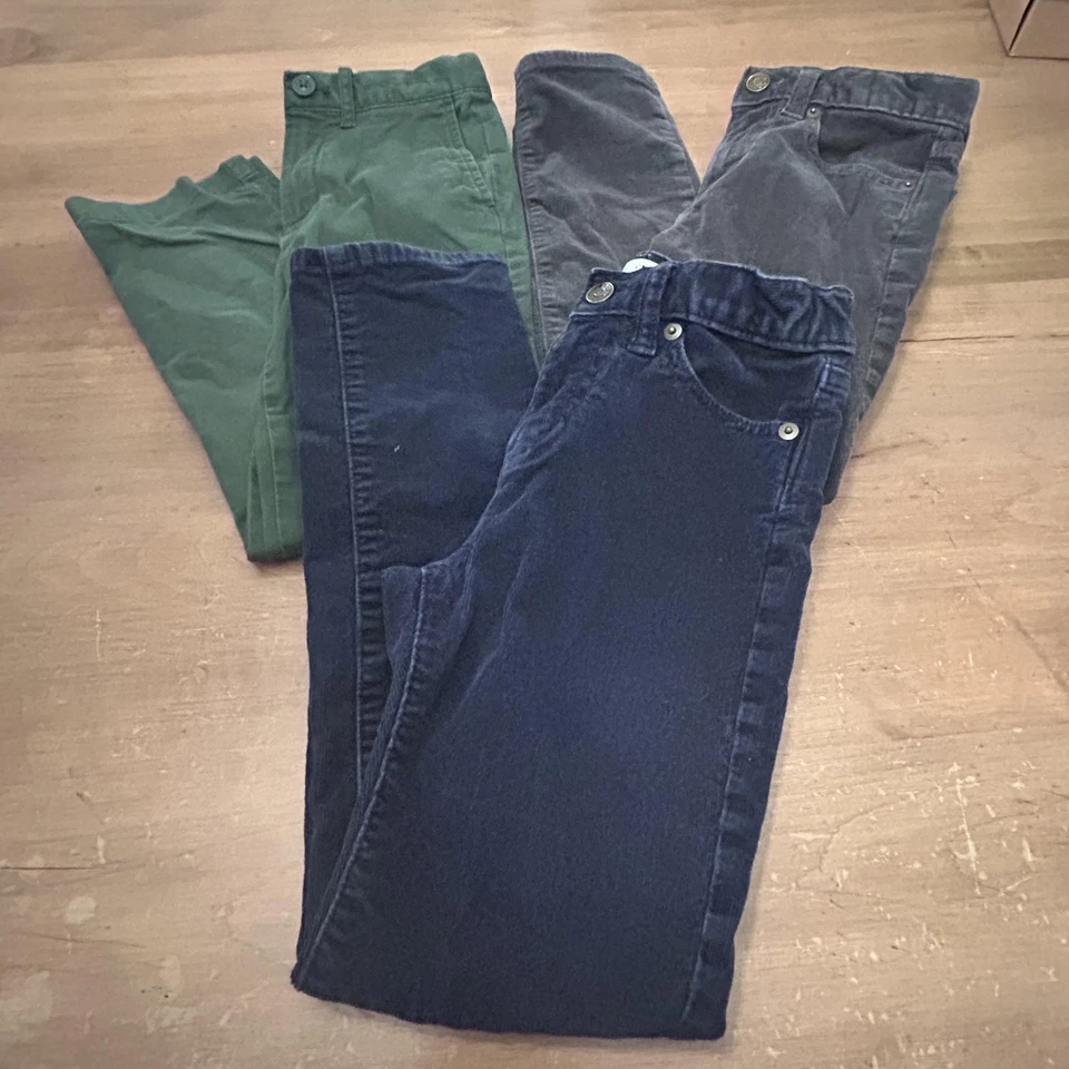 Crewcuts Pants Boys 7 Corduroy Stretch Lot of 3 Navy Gray Green Adjustable Waist - Image 1 of 4