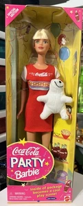 1998 Coca-Cola Party Barbie Doll With Bear 22964 Mattel New In Box - Picture 1 of 2