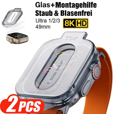 💥2X TEMPERED PROTECTIVE GLASS FOR APPLE WATCH ULTRA 2 3 49MM BULLETPROOF FILM + MOUNTING AID - Image 1 of 4