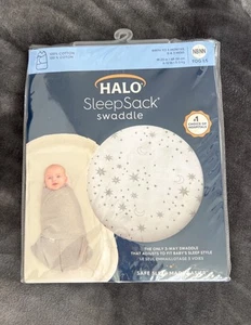 HALO SleepSack Swaddle 0-3 Months 6-12 Lbs Midnight Moons Gray Print Cotton NEW - Picture 1 of 4