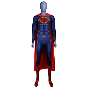 Superman Man of Steel Clark Kent Outfit Jumpsuit Costume Cosplay Halloween Props - Picture 1 of 14