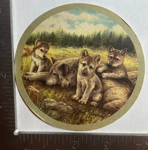 MONTAÑA RUSA DE CERVEZA REDONDA DE 4 PULGADAS PARA CACHORROS DE LOBO GRIS DEFENSORES DE LA VIDA SILVESTRE - Imagen 1 de 2