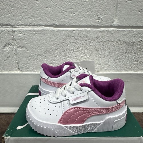 Sneakers Puma Cali Rose traforate stringate giovani ragazze bianche taglia 4C EU 19