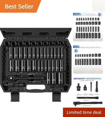 Deluxe 64-Piece Socket Set - SAE & Metric, Ideal for Mechanics & DIY Enthusiasts - Image 1 of 4