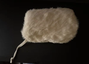 Vintage 50er 60er Kinder Fell Hand Muff Wärmer weiß schöne Braut 8" mit Handschlaufe - Bild 1 von 1