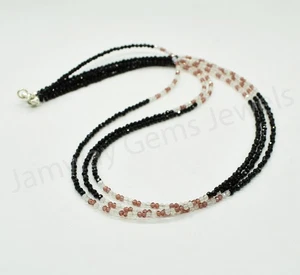 Designer Natural Black Spinel, Red Garnet, White Rainbow Moonstone Faceted Round - Picture 1 of 4