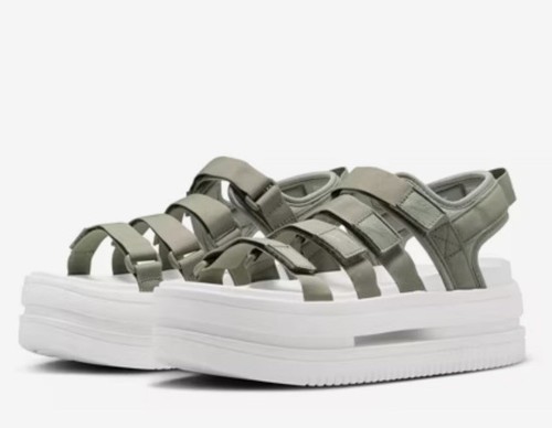 Sandali donna plateau Nike Icon Classic nuovi taglia 10 verde militare chiaro