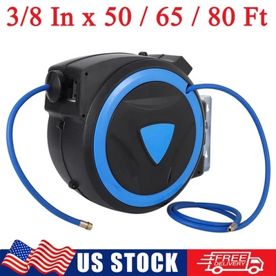 Retractable Air Hose Reel 3/8 IN x 50/65/80 FT Hybrid Enclosed Air Hose 300 PSI - Image 1 of 4